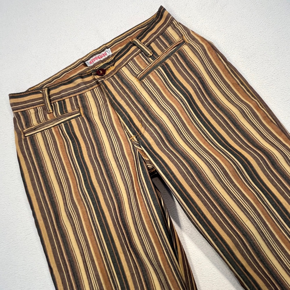 Striped Brown Wide-Leg Pants